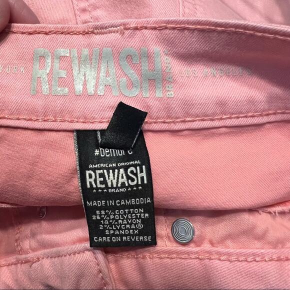 Rewash Pretty in Pink Button Fly Jean Shorts Size 3 / 26 Raw Hem - Picture 5 of 8